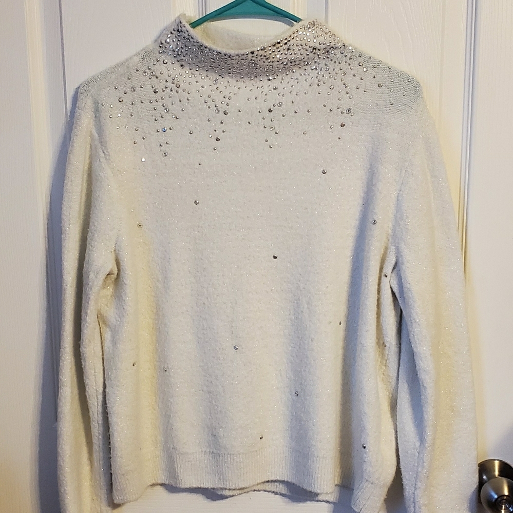 Juicy Couture Winter Wht Sparkly Sweater S…